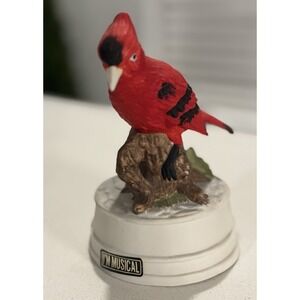 Vintage Milano Porcelain Sculpture by Eda Mann Red Cardinal Bird Music Box Works